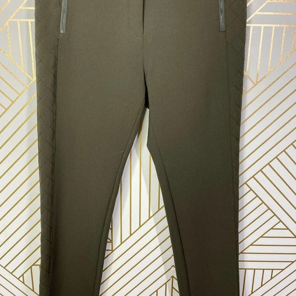 Gerard Darel Olive Green Quilted Zipper Pocket Leggings Pants Size 38 / US 6 - Picture 4 of 10